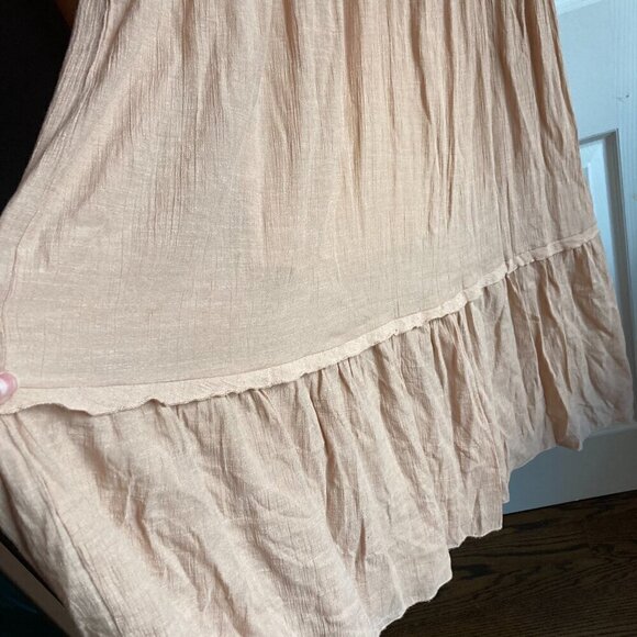 REBELLION  AGAIN  RUFFLeD LONG BOHO LACE MAXI DRESS SIZE SMALL- BEIGE - Picture 9 of 12